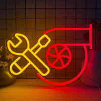 HKM-980819 Neon Atmosphere Wall Sign - Dimmable Moon Cloud, Mountain, Gear, Team Logo, and More