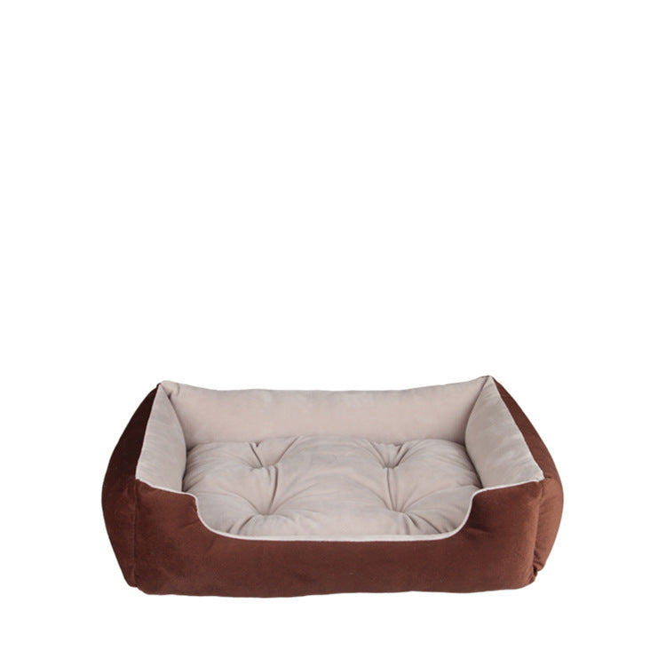 HKM-980819 Thin Striped Square Pet Bed for Cats and Dogs - Soft, Breathable Fabric with Waterproof Bottom