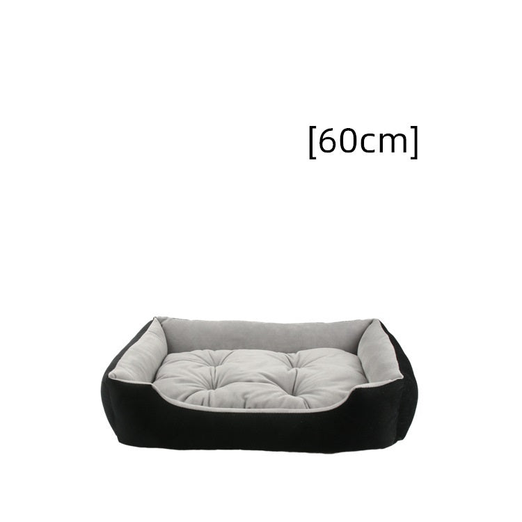 HKM-980819 Thin Striped Square Pet Bed for Cats and Dogs - Soft, Breathable Fabric with Waterproof Bottom