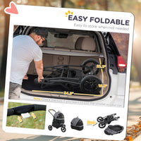 HKM-980883 3-in-1 Pet Jogging Stroller for Small Dogs and Cats, Detachable Carrier with Storage, Gray