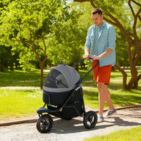 HKM-980883 3-in-1 Pet Jogging Stroller for Small Dogs and Cats, Detachable Carrier with Storage, Gray
