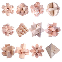 HKM-981267 3D Mini KongMing Lock Wooden Puzzle - Educational Brain Teaser for Ages 5+