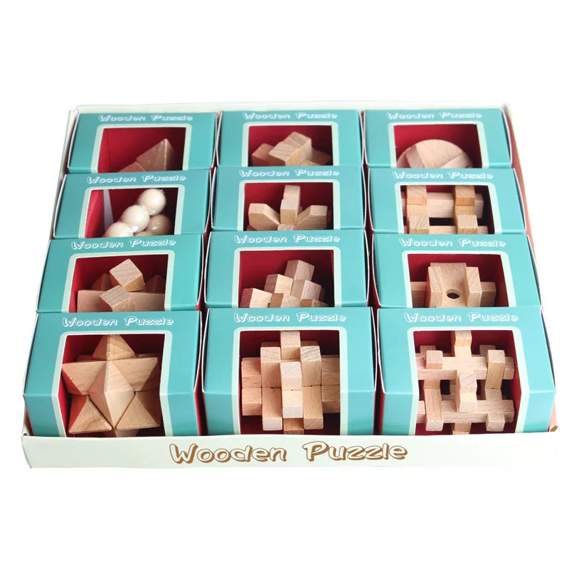HKM-981267 3D Mini KongMing Lock Wooden Puzzle - Educational Brain Teaser for Ages 5+