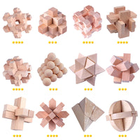 HKM-981267 3D Mini KongMing Lock Wooden Puzzle - Educational Brain Teaser for Ages 5+