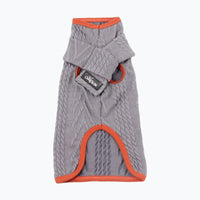 HKM-981267 High Collar Vintage Dog Sweater for Winter in Light Grey and Dark Red