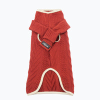 HKM-981267 High Collar Vintage Dog Sweater for Winter in Light Grey and Dark Red