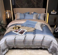HKM-981459 Luxury Retro Black and Gold 120 Yarn-Dyed Jacquard Cotton Four-Piece Bedding Set