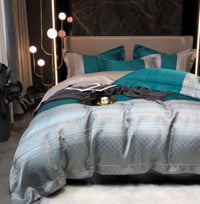 HKM-981459 Luxury Retro Black and Gold 120 Yarn-Dyed Jacquard Cotton Four-Piece Bedding Set