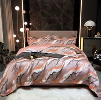 HKM-981459 Luxury Retro Black and Gold 120 Yarn-Dyed Jacquard Cotton Four-Piece Bedding Set