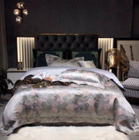 HKM-981459 Luxury Retro Black and Gold 120 Yarn-Dyed Jacquard Cotton Four-Piece Bedding Set