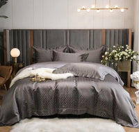HKM-981459 Luxury Retro Black and Gold 120 Yarn-Dyed Jacquard Cotton Four-Piece Bedding Set
