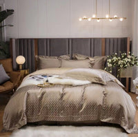 HKM-981459 Luxury Retro Black and Gold 120 Yarn-Dyed Jacquard Cotton Four-Piece Bedding Set