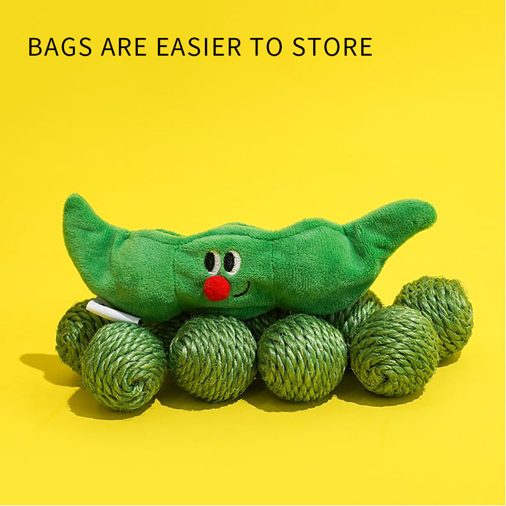 HKM-981523 Interactive Cat Toy Balls with Sisal Rope, Rustling Sound, and Pea Pod Storage - 3-Pack Chew Balls for Indoor Kittens