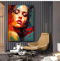 HKM-981779 Elegant Hand-Painted Abstract Oil Painting of a Woman on Canvas for Modern Home Decor