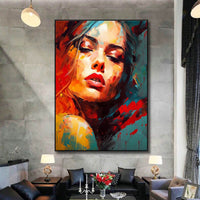 HKM-981779 Elegant Hand-Painted Abstract Oil Painting of a Woman on Canvas for Modern Home Decor