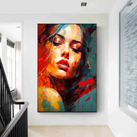 HKM-981779 Elegant Hand-Painted Abstract Oil Painting of a Woman on Canvas for Modern Home Decor