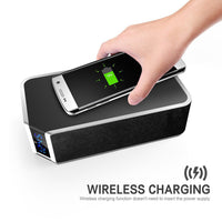 HKM-981907 5W Wireless Charging Bluetooth Alarm Clock with FM Speaker and USB Port
