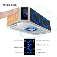 HKM-981907 5W Wireless Charging Bluetooth Alarm Clock with FM Speaker and USB Port