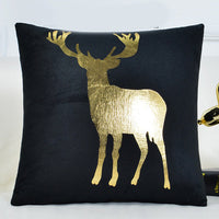 HKM-981971 Black Background Stamping Printed Pillow with Bronzing, 45x45cm