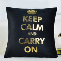 HKM-981971 Black Background Stamping Printed Pillow with Bronzing, 45x45cm