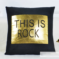 HKM-981971 Black Background Stamping Printed Pillow with Bronzing, 45x45cm