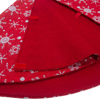 HKM-981971 White and Red Non-Woven Fabric Snowflake Tree Skirt, 48-Inch and 32-Inch Options