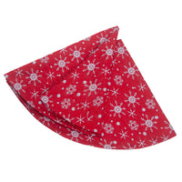 HKM-981971 White and Red Non-Woven Fabric Snowflake Tree Skirt, 48-Inch and 32-Inch Options