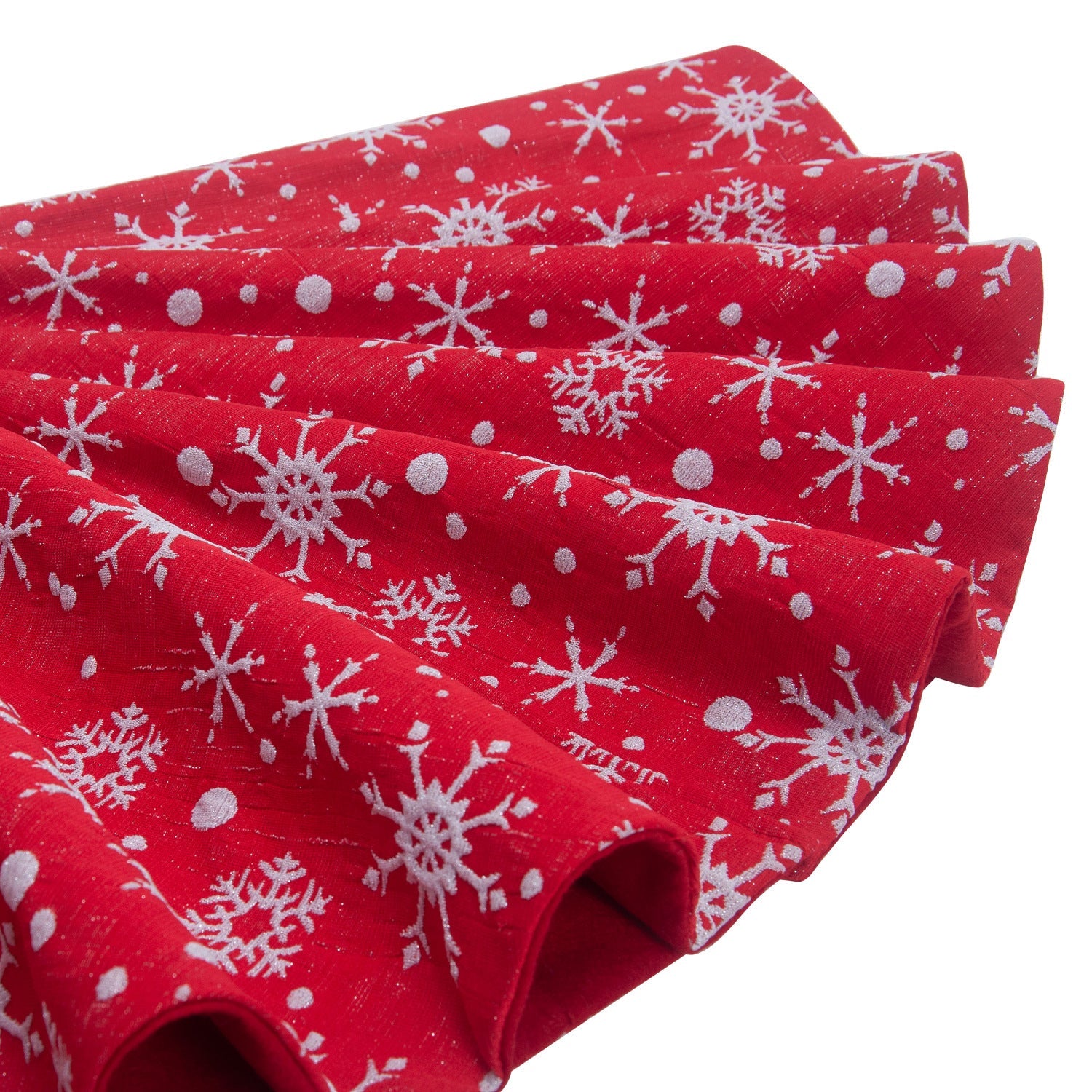 HKM-981971 White and Red Non-Woven Fabric Snowflake Tree Skirt, 48-Inch and 32-Inch Options