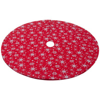 HKM-981971 White and Red Non-Woven Fabric Snowflake Tree Skirt, 48-Inch and 32-Inch Options