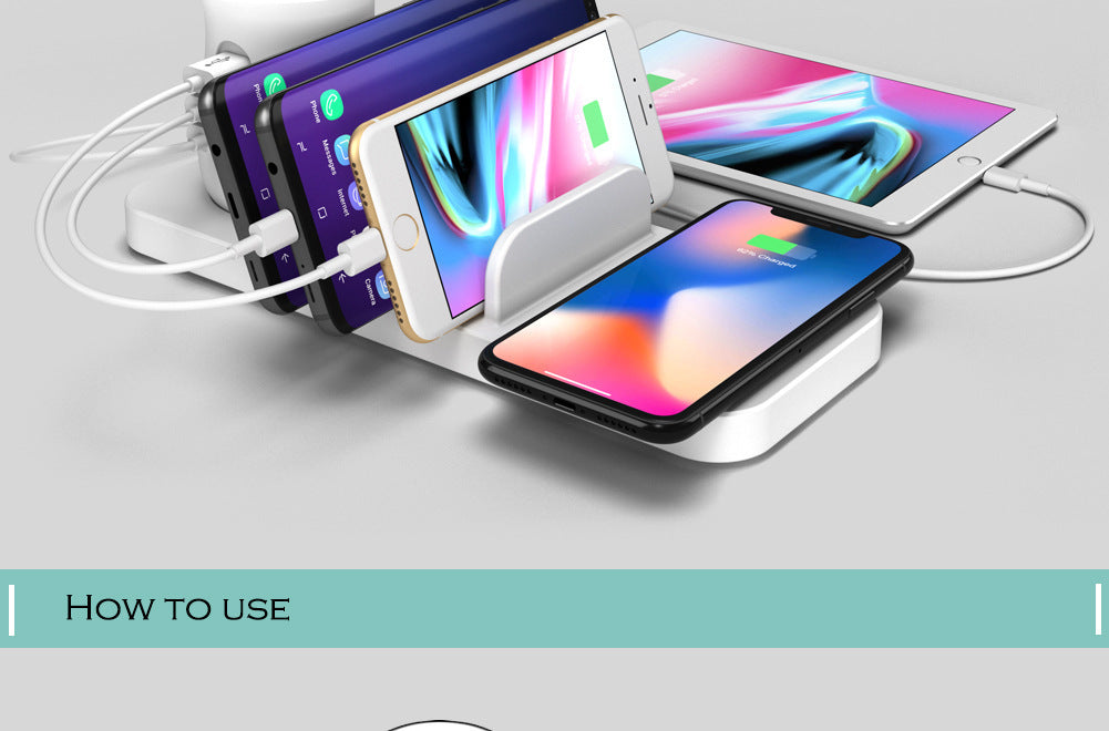 HKM-982099 Wireless Charging Multi-Port USB Mushroom Lamp for Mobile Phones