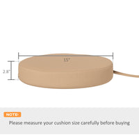 HKM-982227 Set of 4 Khaki Round Seat Cushions for Bistro and Dining Chairs, Machine Washable, 15 x 15 x 3 Inches