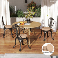 HKM-982227 Set of 4 Khaki Round Seat Cushions for Bistro and Dining Chairs, Machine Washable, 15 x 15 x 3 Inches