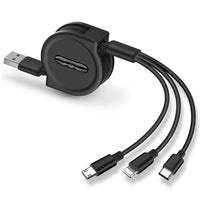 HKM-982227 Three-in-One Telescopic Fast Charging Data Cable, 1.2m Length, Type-C, Micro USB, USB, 8PIN