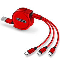 HKM-982227 Three-in-One Telescopic Fast Charging Data Cable, 1.2m Length, Type-C, Micro USB, USB, 8PIN