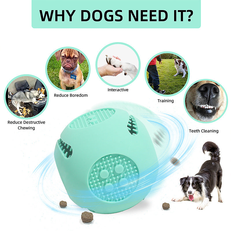 HKM-982291 Pet Dog Toy Ball Cat Toy Outdoor Bite-resistant Puzzle Anti-choking Molar Cleaning Food-grade Silicone Leaking Food Ball