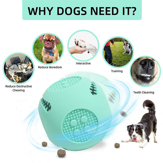 HKM-982291 Pet Dog Toy Ball Cat Toy Outdoor Bite-resistant Puzzle Anti-choking Molar Cleaning Food-grade Silicone Leaking Food Ball