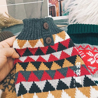 HKM-982419 Cozy Pet Sweater with Leaf Pattern and Lapel Design in Multiple Colors