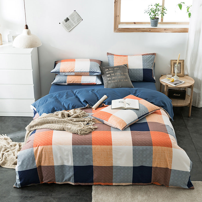 HKM-982611 Cotton Quilted Bedding Set with Geometric Pattern - Multiple Sizes Available