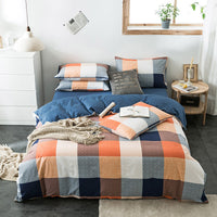 HKM-982611 Cotton Quilted Bedding Set with Geometric Pattern - Multiple Sizes Available