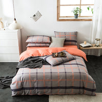 HKM-982611 Cotton Quilted Bedding Set with Geometric Pattern - Multiple Sizes Available