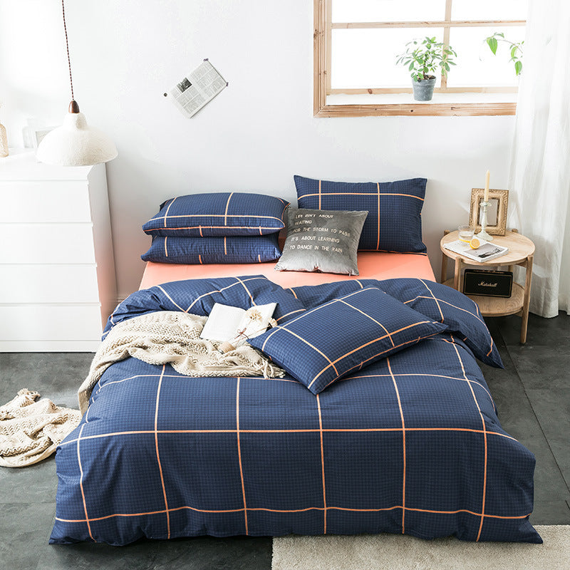 HKM-982611 Cotton Quilted Bedding Set with Geometric Pattern - Multiple Sizes Available