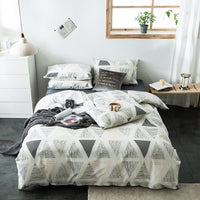 HKM-982611 Cotton Quilted Bedding Set with Geometric Pattern - Multiple Sizes Available