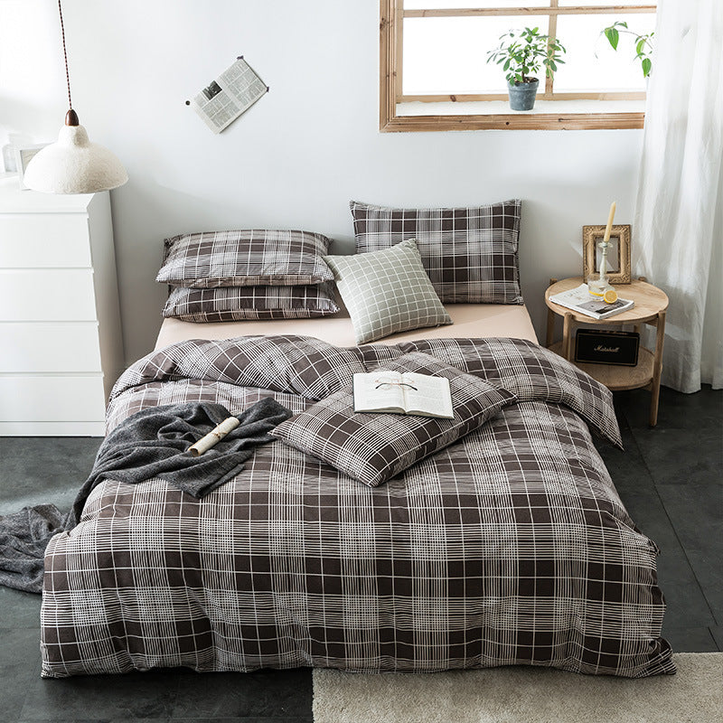 HKM-982611 Cotton Quilted Bedding Set with Geometric Pattern - Multiple Sizes Available