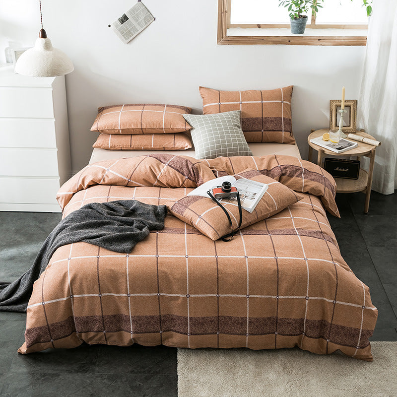 HKM-982611 Cotton Quilted Bedding Set with Geometric Pattern - Multiple Sizes Available
