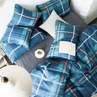 HKM-982611 Cotton Quilted Bedding Set with Geometric Pattern - Multiple Sizes Available