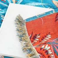 HKM-982675 Airable Cotton Multifunctional Blanket - Plant and Flower Pattern, Field-Blue, 200cm x 230cm