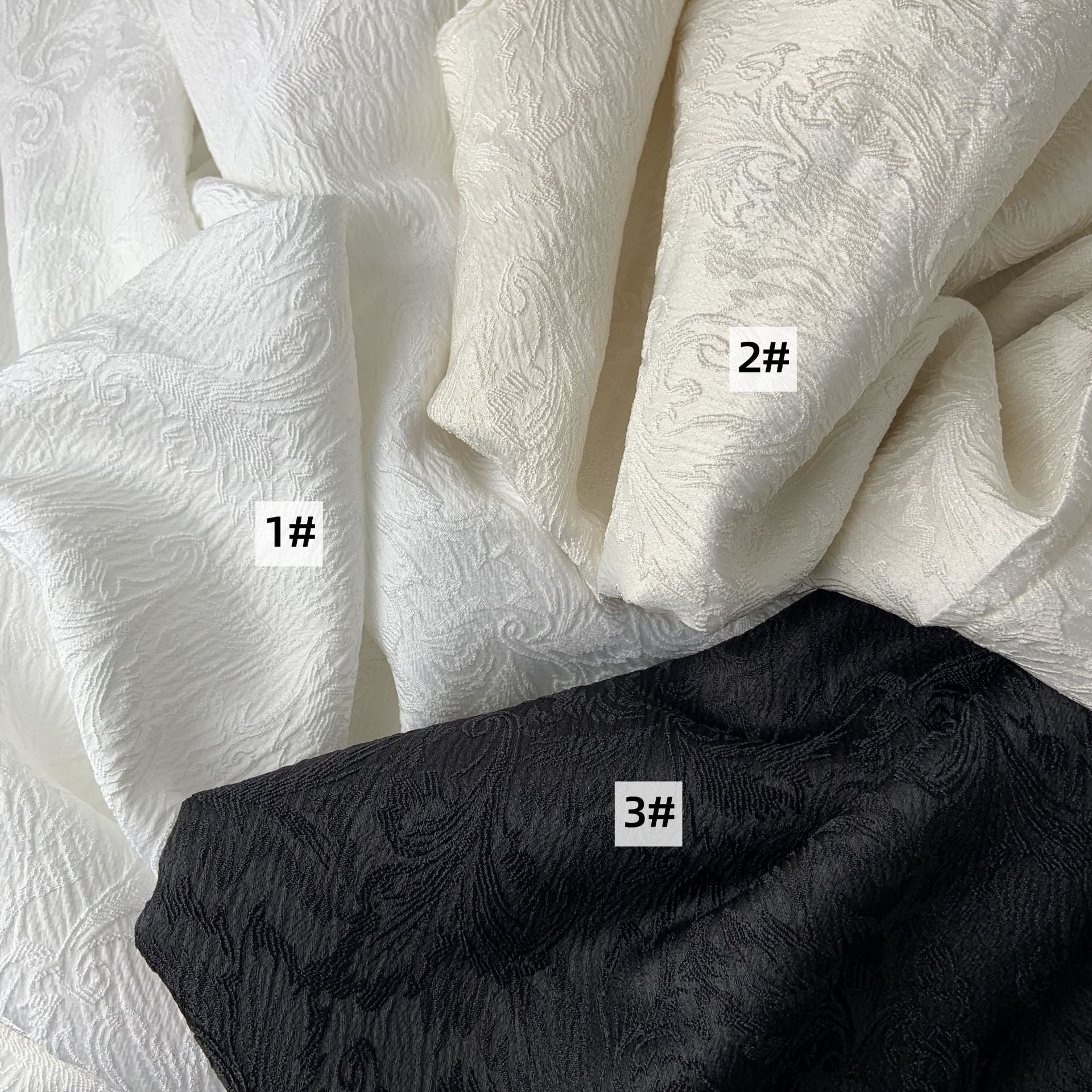 HKM-982675 Embossed Texture Jacquard Woven Fabric - 100% Polyester, 145cm Wide for Dresses, Autumn/Winter