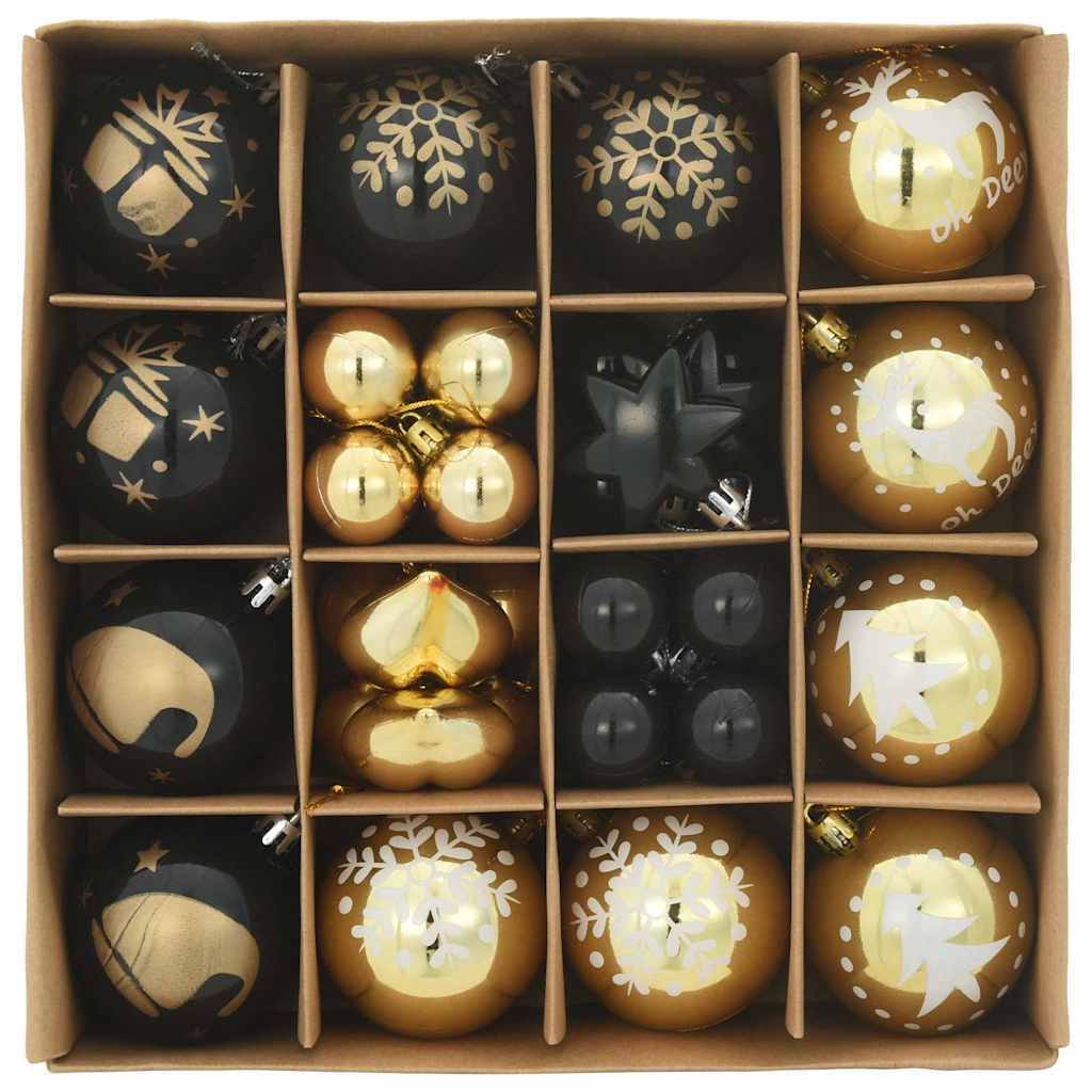 HKM-982803 Elegant Gold Christmas Bauble Set, 40 Minimalist Decorations for Trees and Events