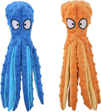 HKM-982867 Durable Octopus Dog Toy with Squeaky Sound and Crinkle Tails - No Stuffing Plush for Interactive Play and Teething