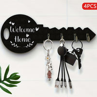HKM-982931 Key Doorplate Organizer with 4 Hooks for Home Entryway Storage